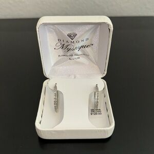 Genuine Diamond Silver Hoop Earrings. Brand new condition with tag.